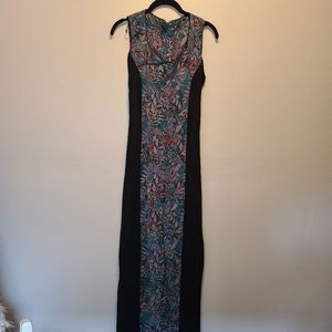 Handmade silk screen floor length dress